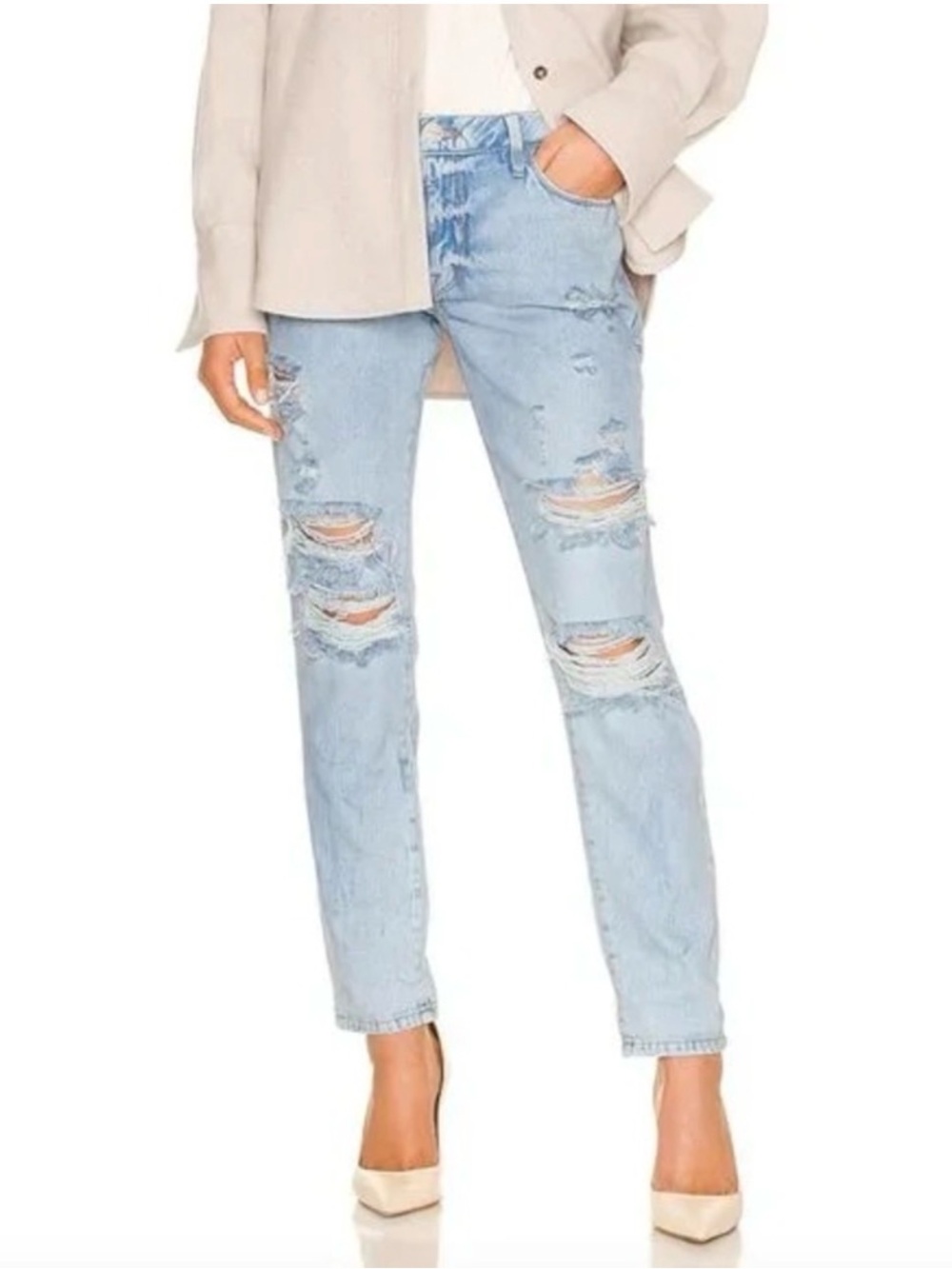 FRAME Le Garçon Distressed Boyfriend Jeans Light Wash Mid Rise Size 26